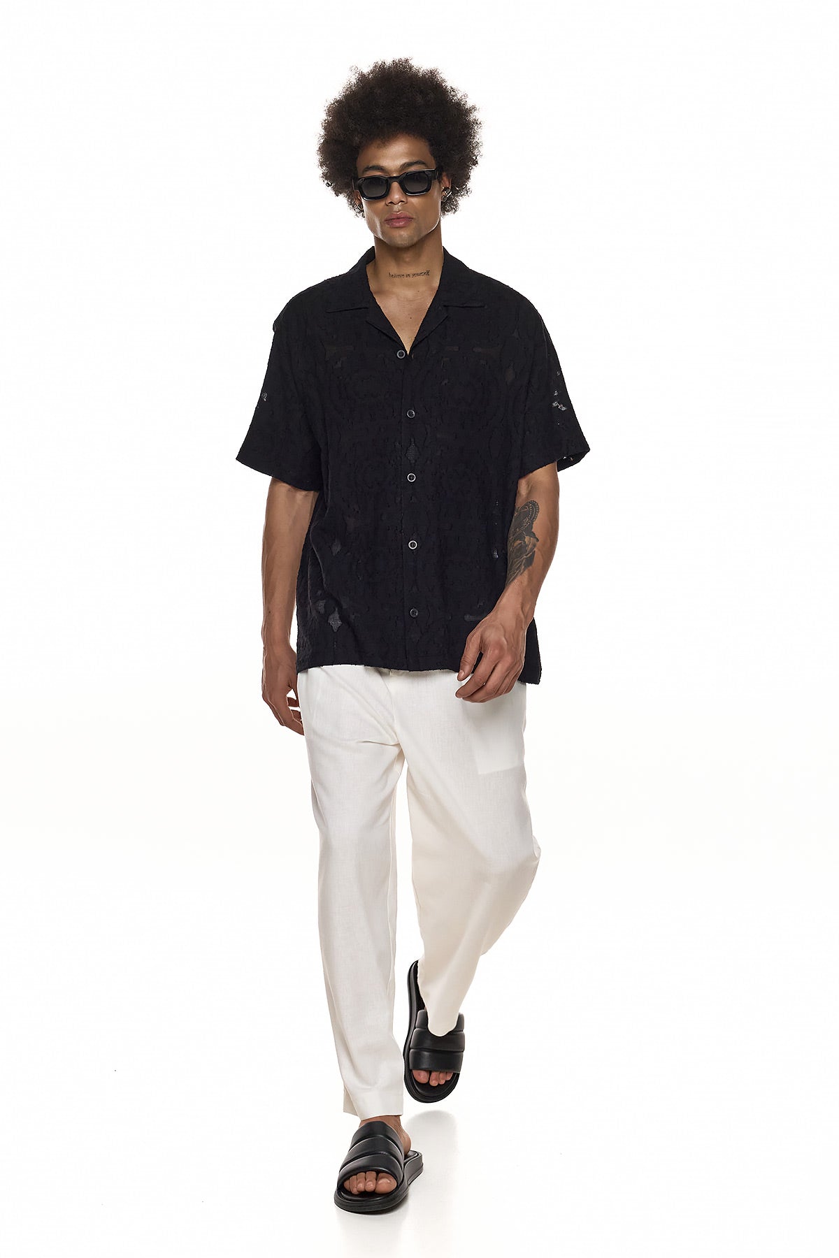 Short Sleeve Jacquard Shirt - KODOO