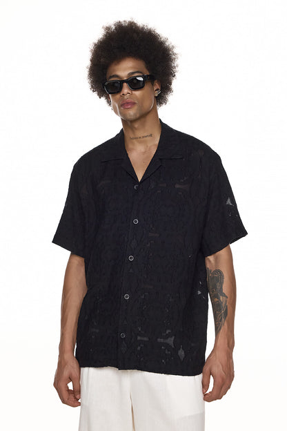 Short Sleeve Jacquard Shirt - KODOO