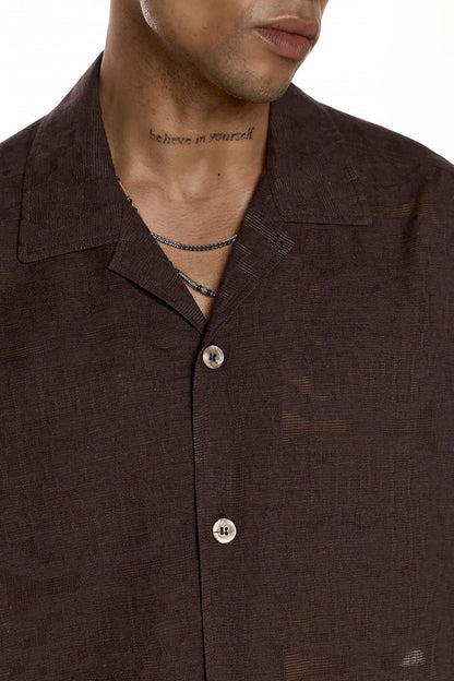 Short Sleeve Jacquard Shirt - KODOO