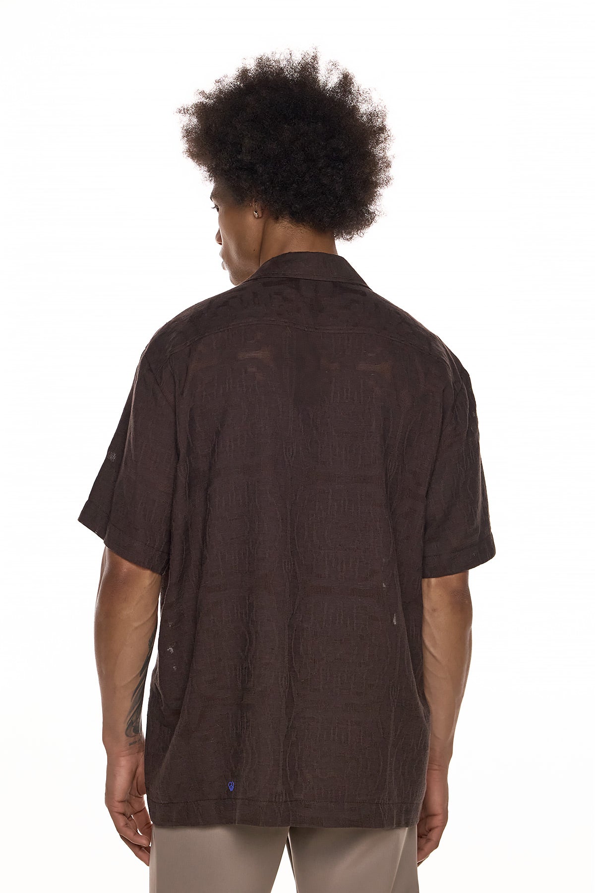 Short Sleeve Jacquard Shirt - KODOO