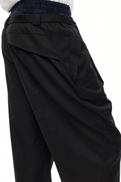 NAGOMI Relaxed Pleated Trousers – Black