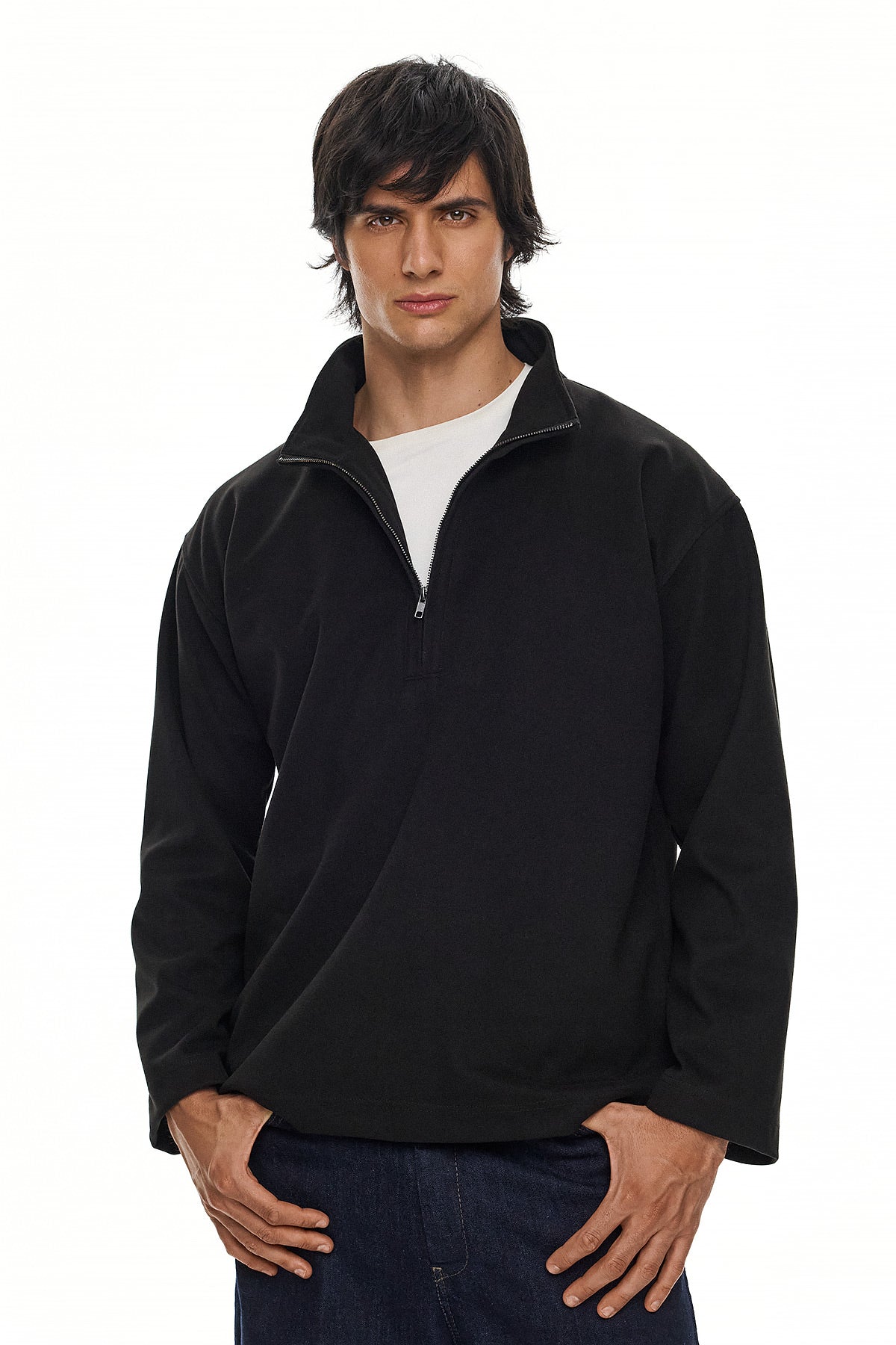SHIN Half-Zip Sweatshirt – Black