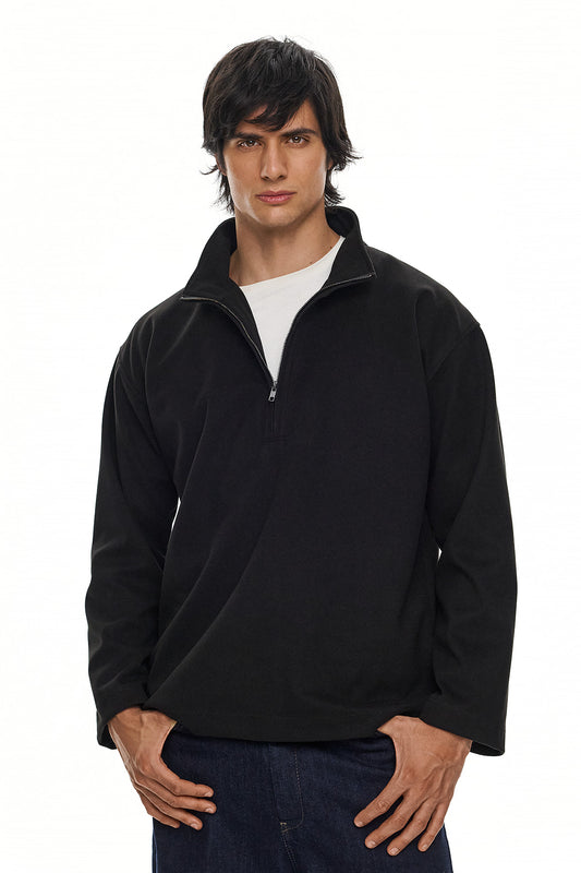 SHIN Half-Zip Sweatshirt – Black