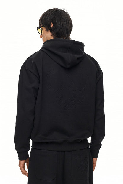 HIKARI Embossed Logo Hoodie – Black