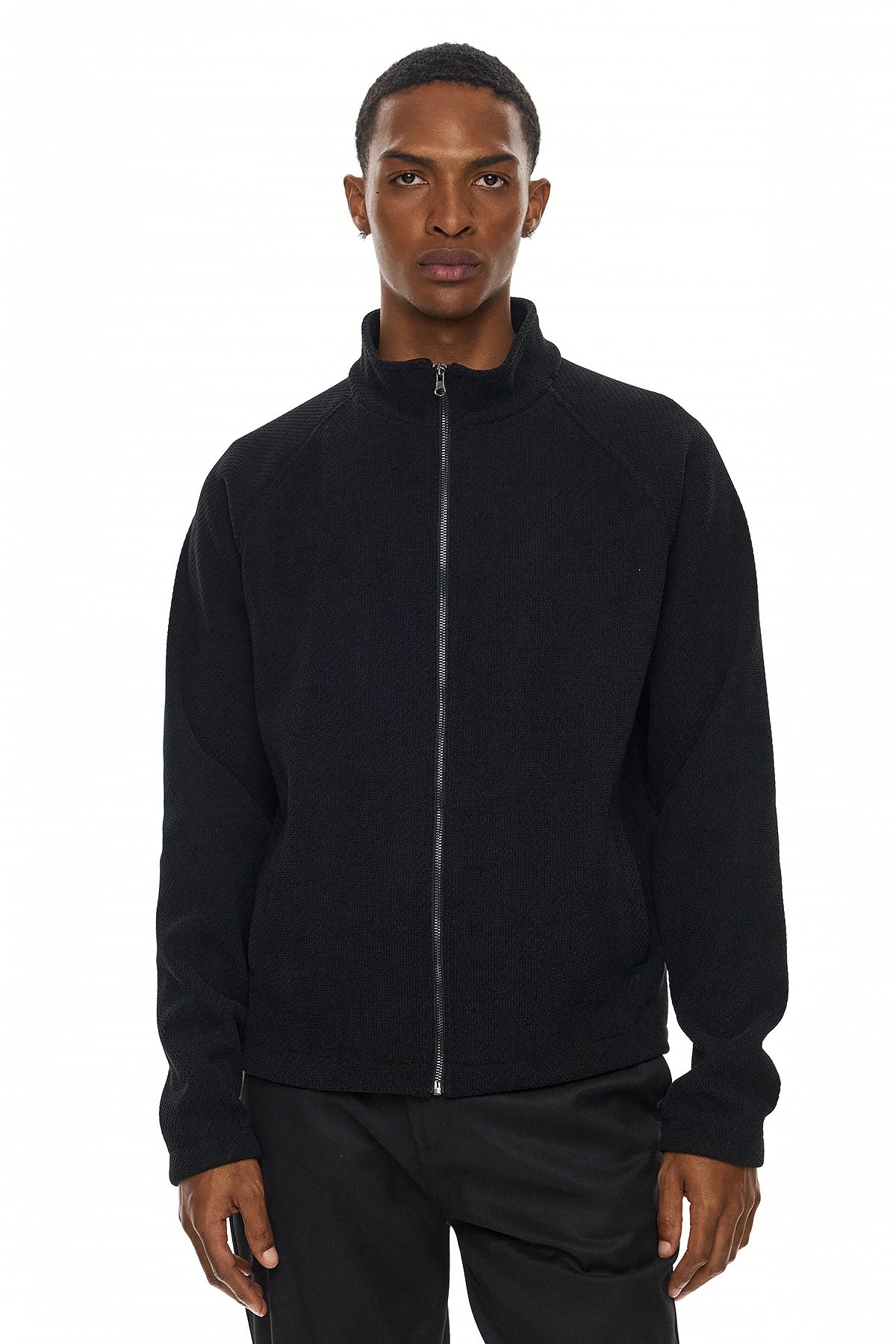 YORI Textured Zip Jacket – Black