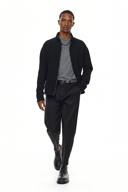 YORI Textured Zip Jacket – Black