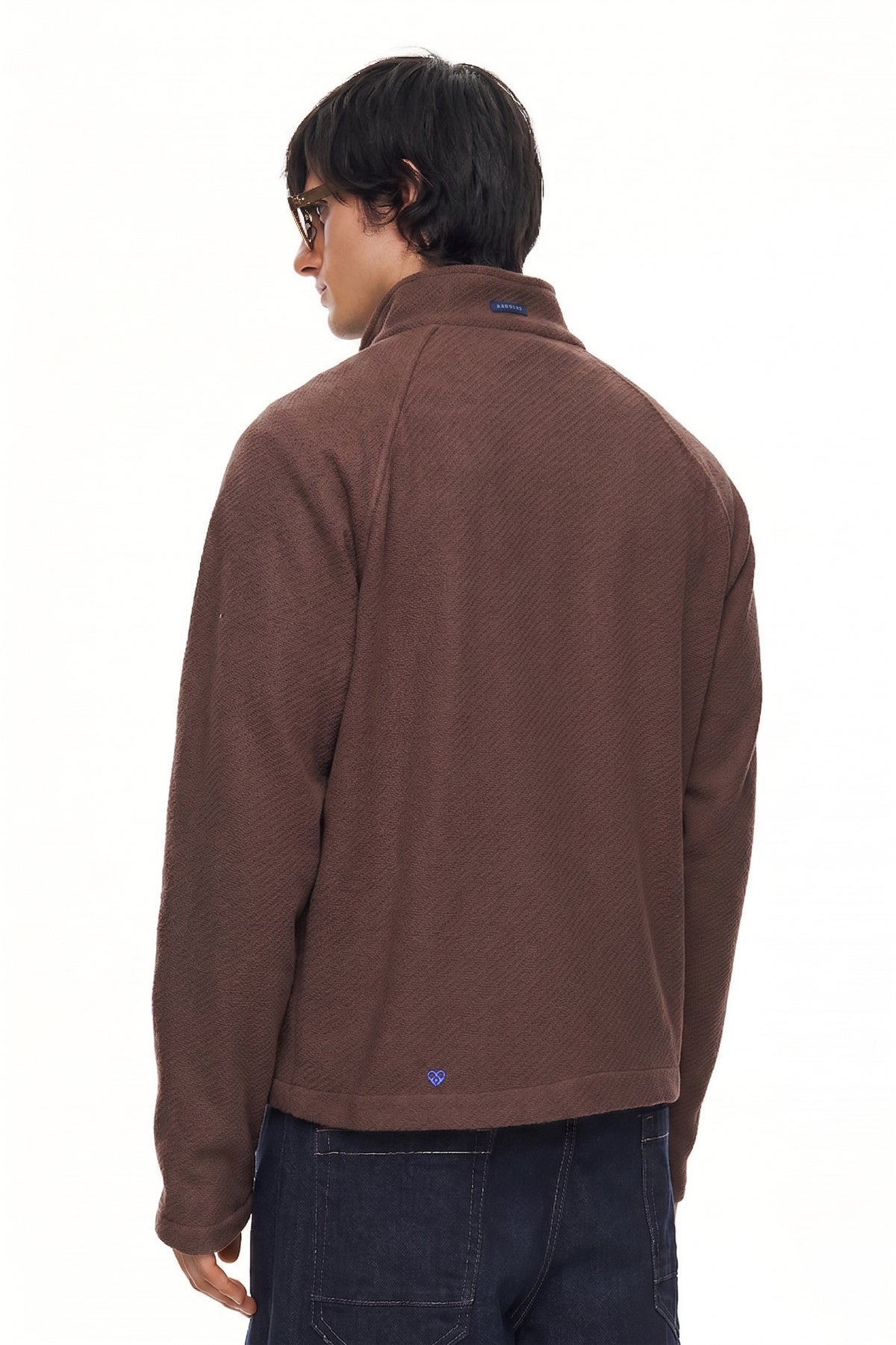YORI Textured Zip Jacket – Brown