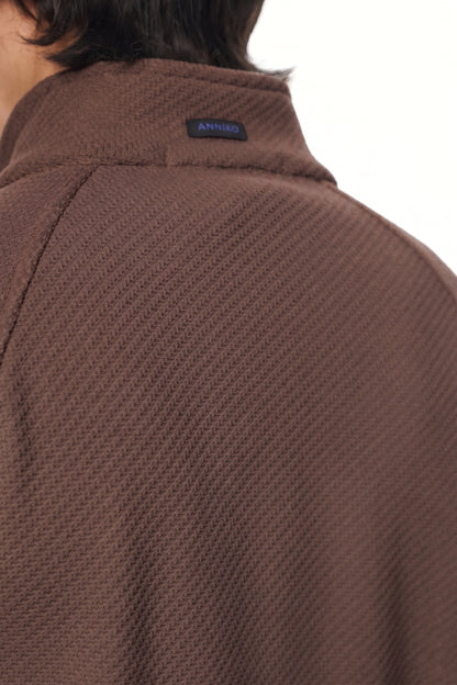 YORI Textured Zip Jacket – Brown